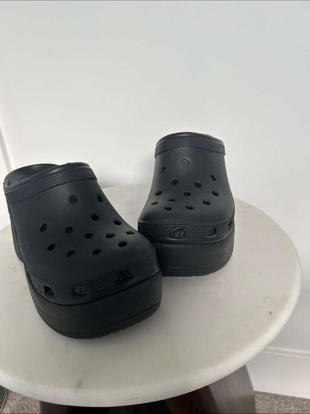 Black Platform Crocs Clog Shoes